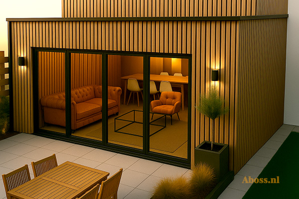 Extension type 01: modern rear facade with slim, glazed profiles